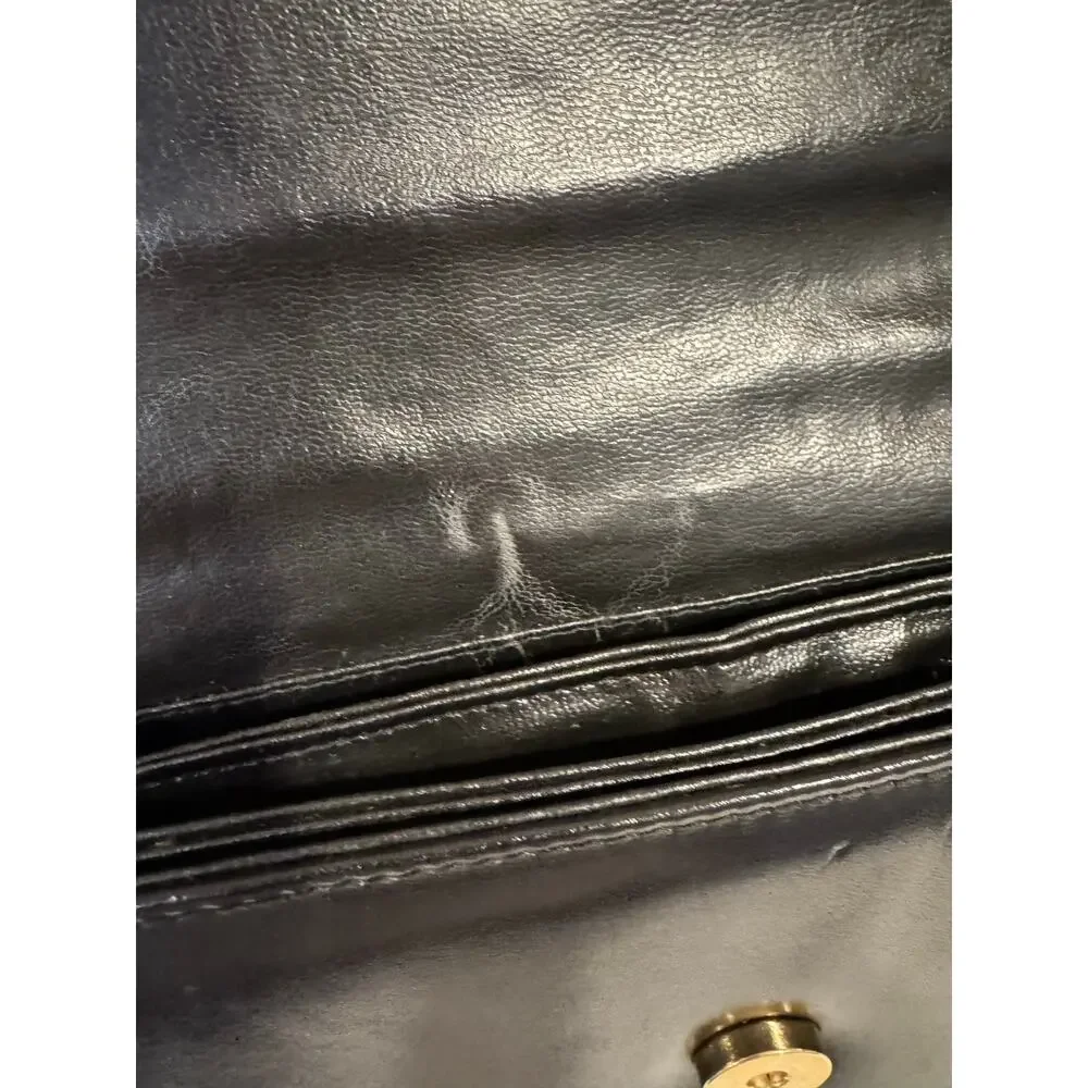 Vintage 1980s 1990s Algo Italiano Black Leather Top Handle Shoulder Bag